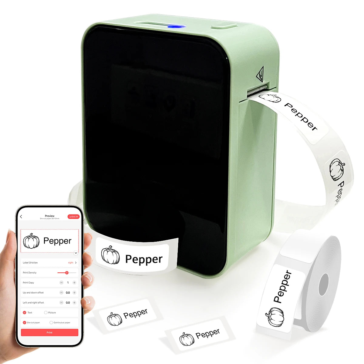 Marklife Mini Bluetooth Thermal Label Printer - Compact &amp; Portable Ink-Free Sticker Maker