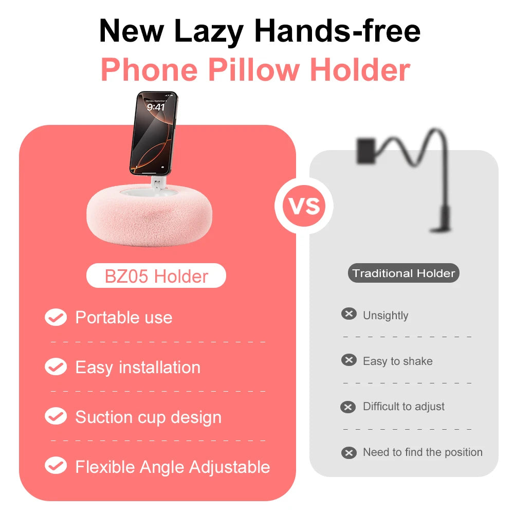 Plush Pillow Magnetic Phone Bracket &ndash; Adjustable Angle For Comfortable Viewing