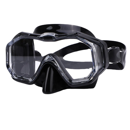 Swim Goggles With Nose Cover &ndash; Wide View Shatterproof Lens black