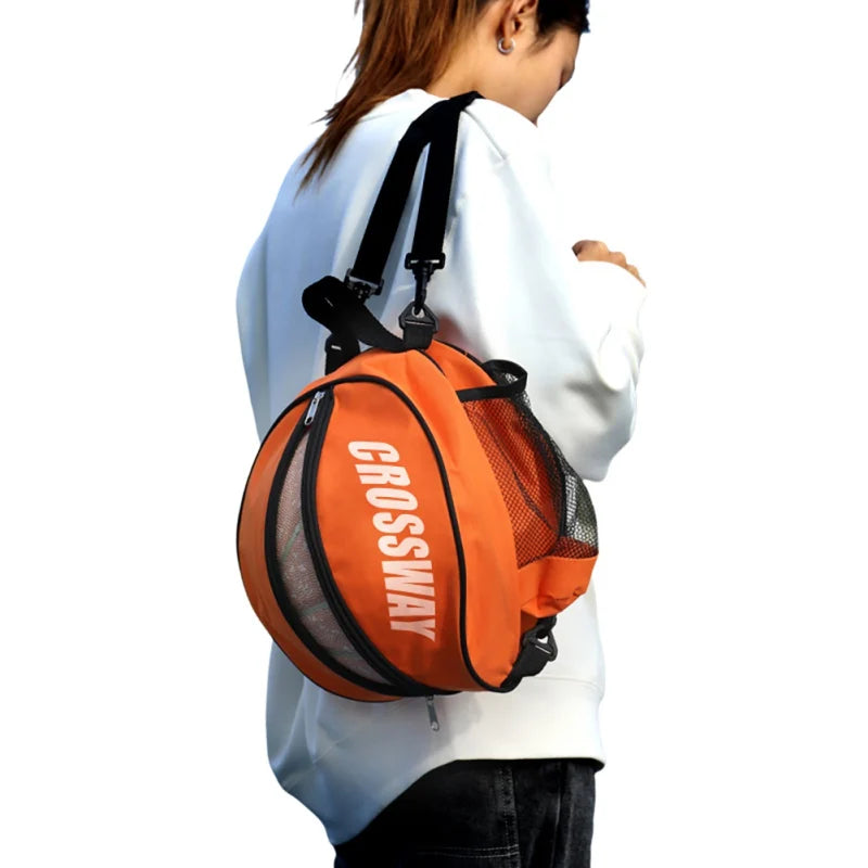 Sports Shoulder Bag With 2 Mesh Pockets For Basketball, Volleyball, Softball