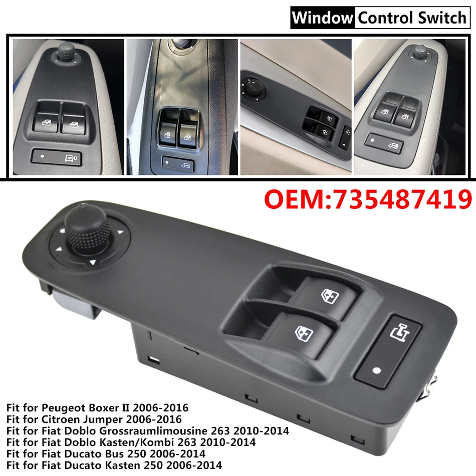 Interruttore Master Finestra Elettrica per Peugeot Boxer Citroen Jumper 735487419