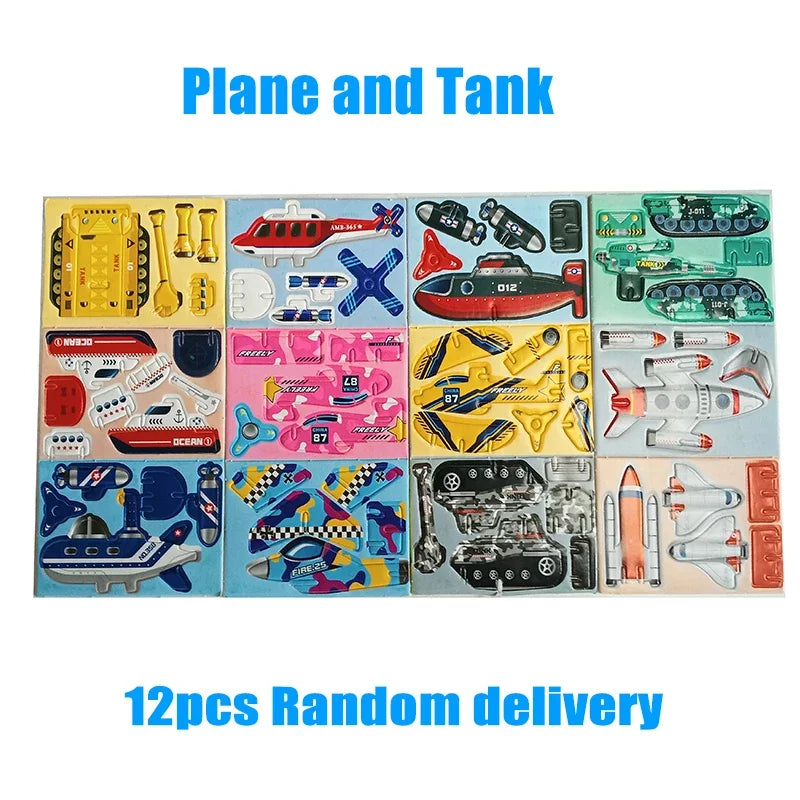 3D Animal Foam Puzzle Educational Toys for Kids - Perfect for Birthday Parties, Classroom Rewards, and Goodie Bags (12-24pcs/Bag) Plane 12pcs