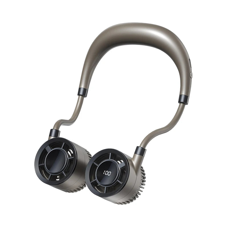 Raugee Portable Neck Fan USB Rechargeable &ndash; Four Speeds Brown