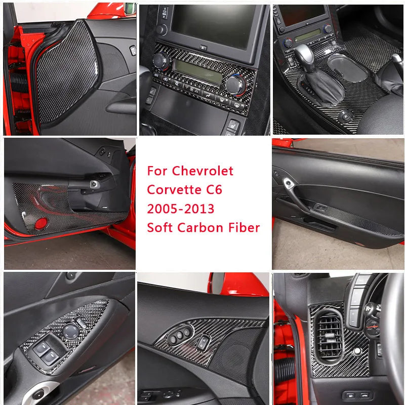 Mjuk kolfiber bilglasram klistermärke Corvette C6