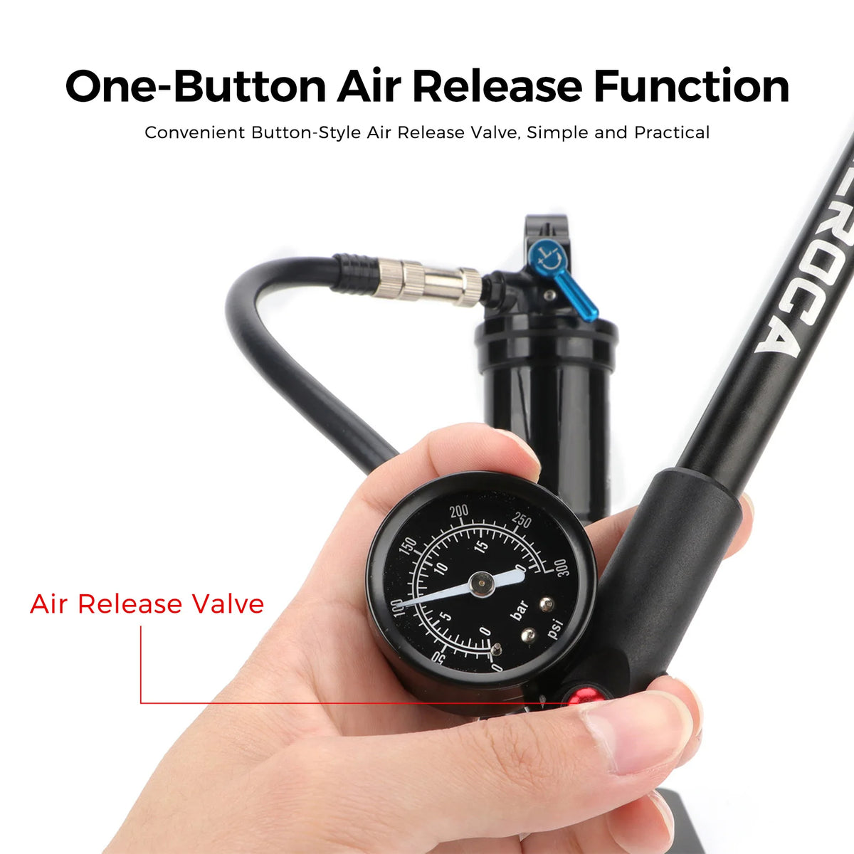 Lixada 300 PSI Mountain Bike Shock Pump - Anti Slip Handle