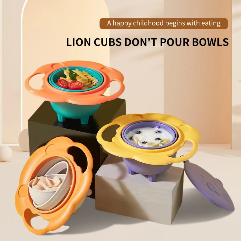 360-Degree Rotating Gyro Bowl for Kids &ndash; Fun Lion Design