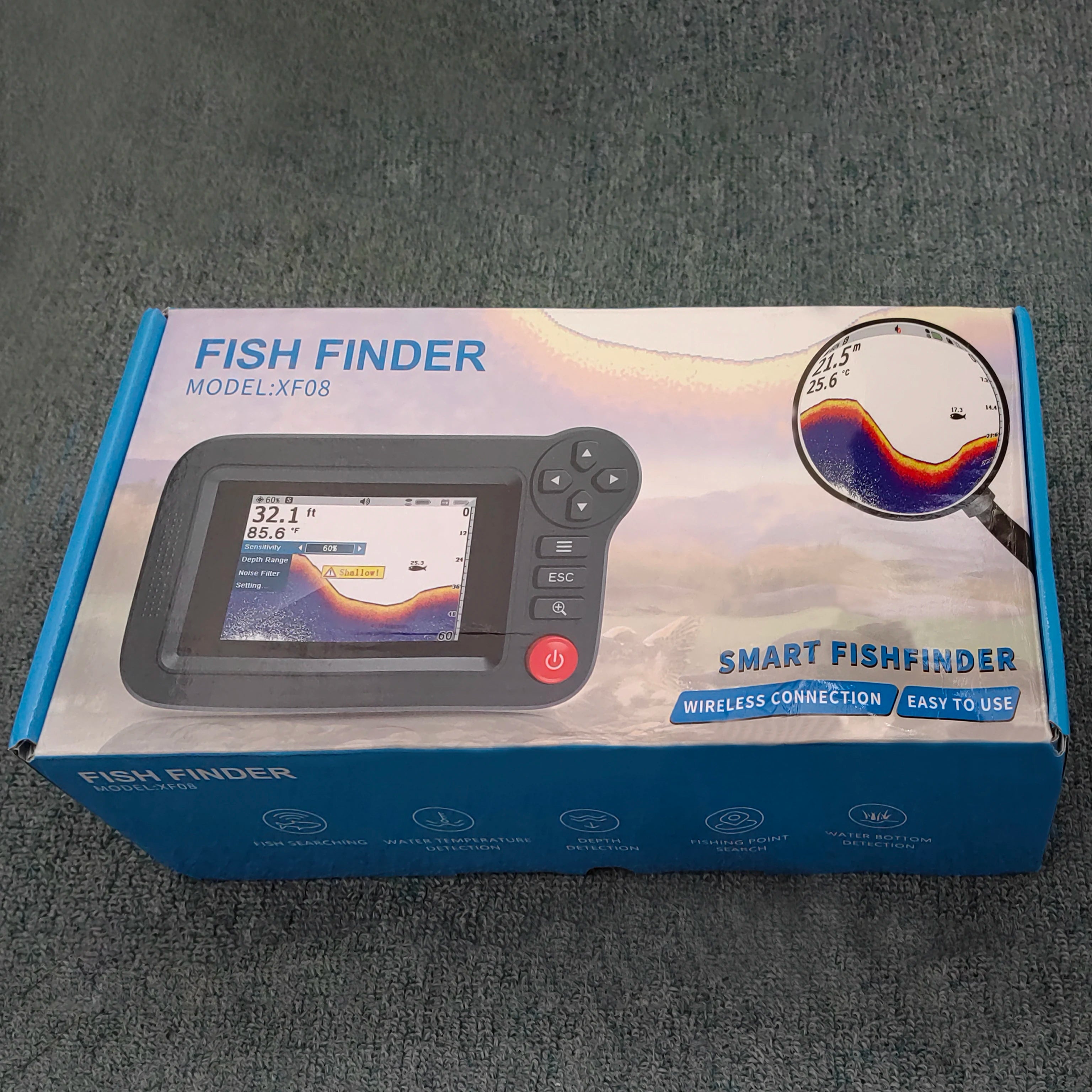 Portable Smart Fish Finder - Depth Finder for Shore, Dock &amp; Bank Fishing