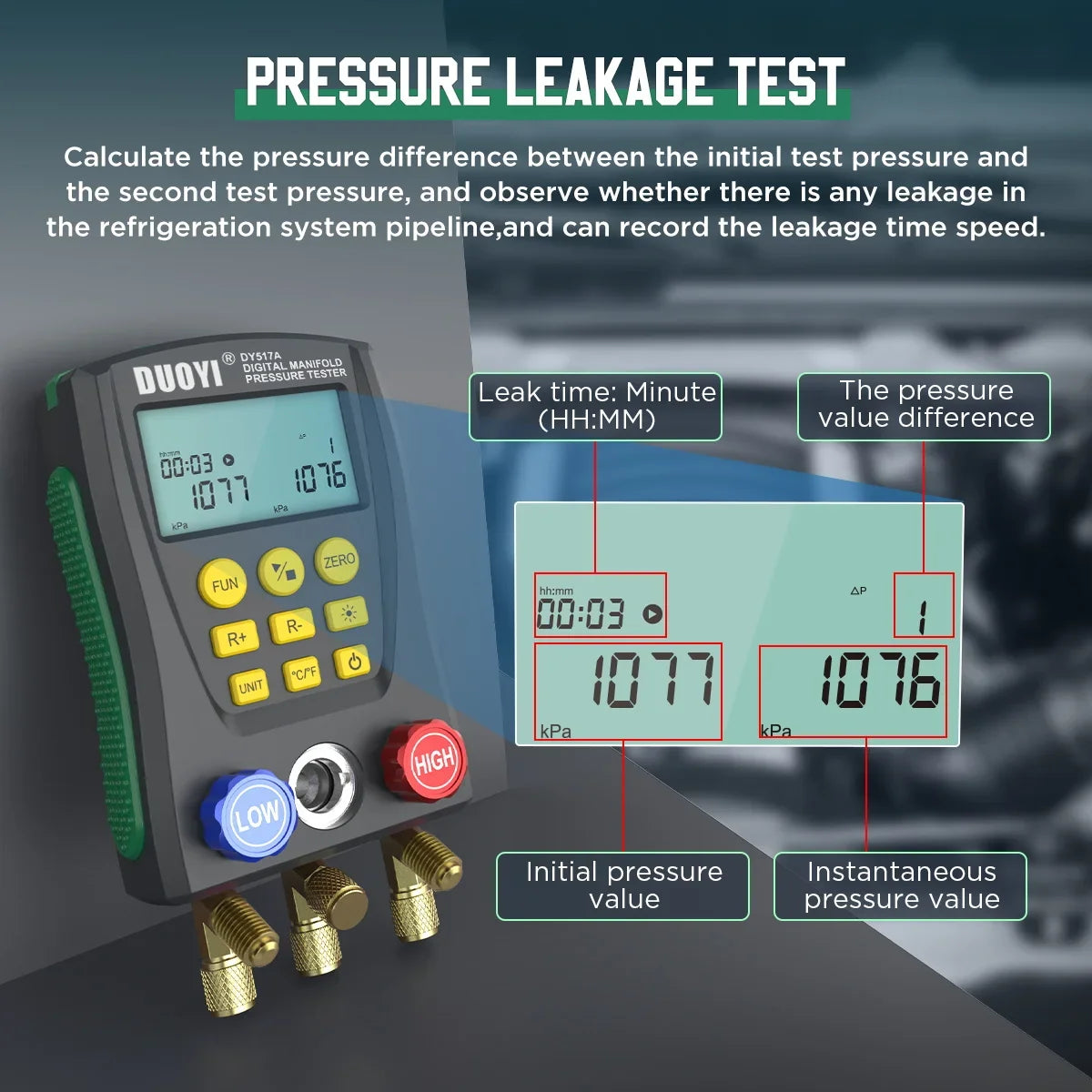 DY517 Digital Vacuum Pressure Manifold &ndash; Digital Readout