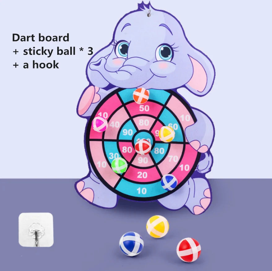 Cartoon Animal Dart Board for Kids - Montessori Sticky Ball Game elephant