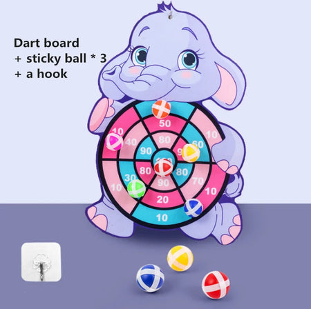 Cartoon Animal Dart Board for Kids - Montessori Sticky Ball Game elephant