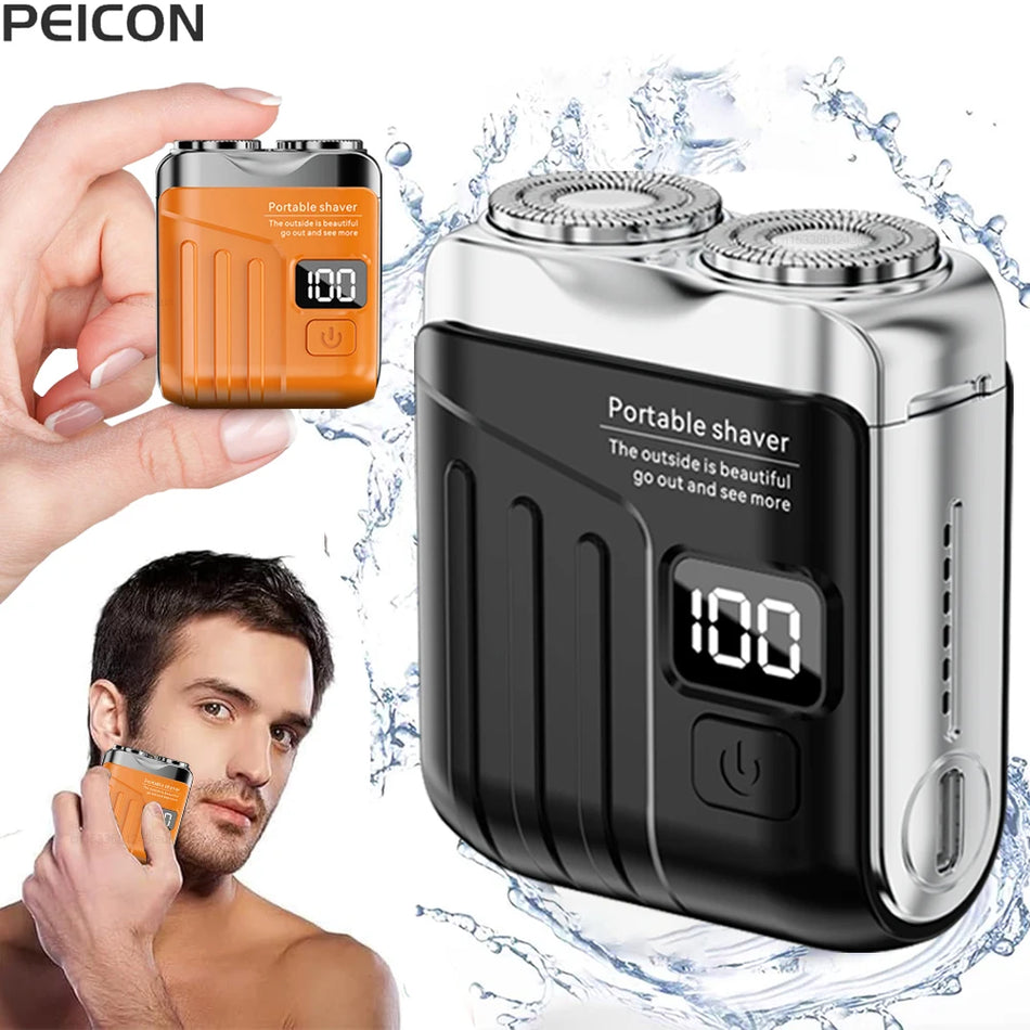 Portable Mini Electric Shaver for Men USB Rechargeable Dual Blade Beard Trimmer