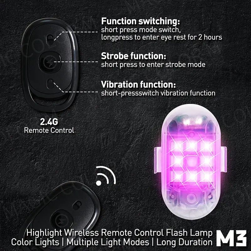 2PCS Wireless LED Strobe Light Remote Control Warning Lamp Flash Indicator Anti-collision For Car Auto Motorcycle Drone Cruise by InterCyprus Trading Ltd