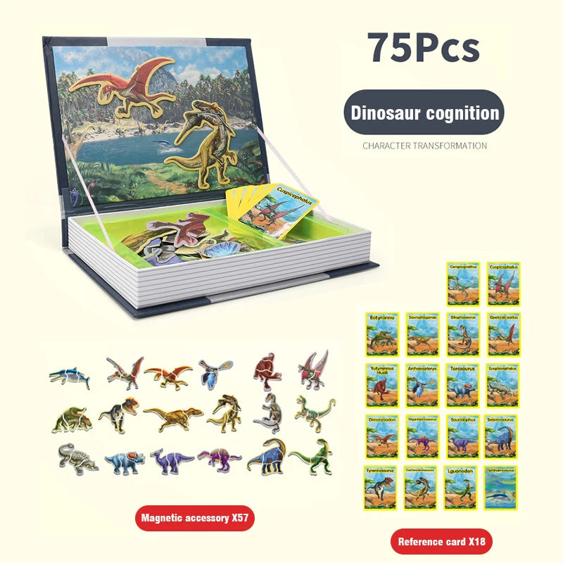 Magnetic Book Puzzle &ndash; Engaging Montessori Learning Game Dinosaur