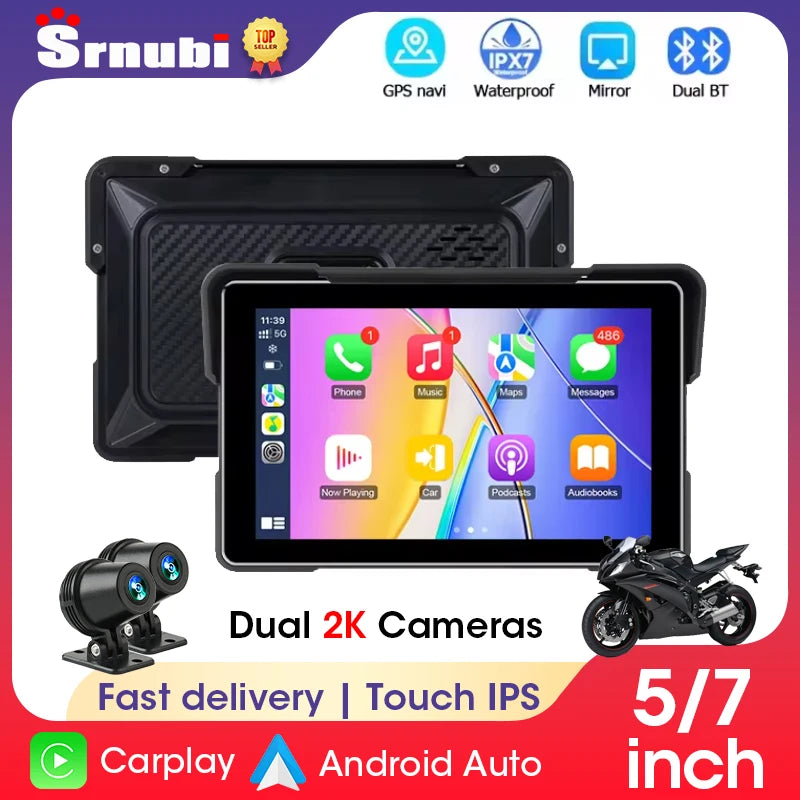 CarPlay Motorcycle DVR Navigation GPS &ndash; Wireless CarPlay and Android Auto Support