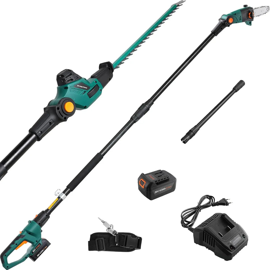 2-in-1 Cordless Telescopic Hedge Trimmer Pole Pruner