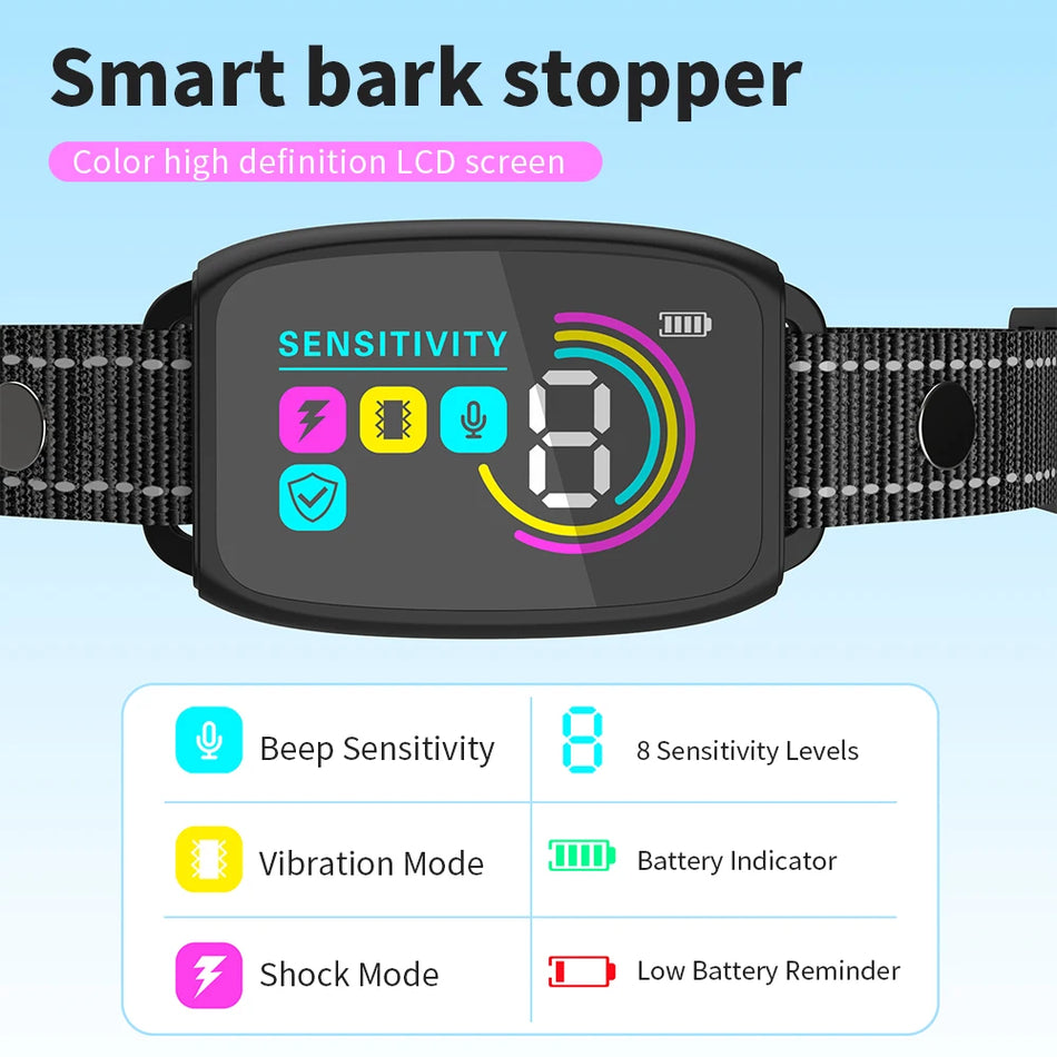 Automatic Anti Bark Dog Collar With Color Screen, Waterproof And Rechargeable