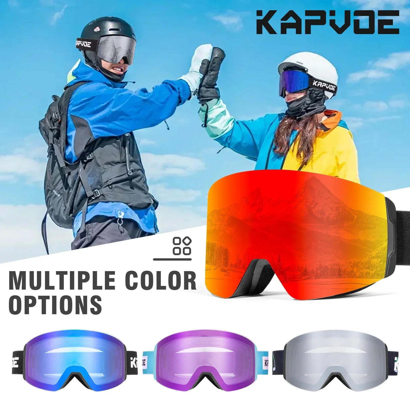 Kapvoe Photochromic Ski Goggles &ndash; Magnetic Anti-Fog Lenses