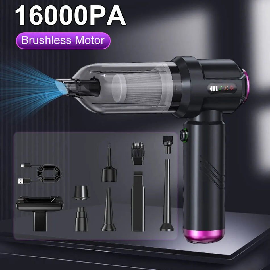 Cordless Handheld Car Vacuum With 16000Pa Brushless Motor, 3 Suction Levels