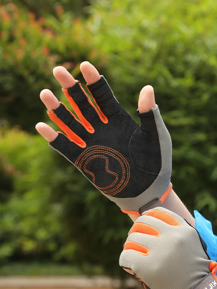 XINDA HST04 Half Finger Leather Gloves - Anti Slip Grip