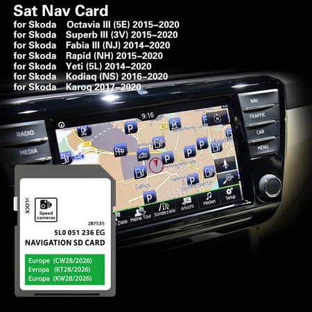 Skoda Kodiaq 2016-2020 GPS SD Card &ndash; 32GB EU Navigation
