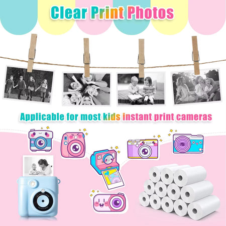 QKX 12 Rolls Instant Print Camera Paper for Kids