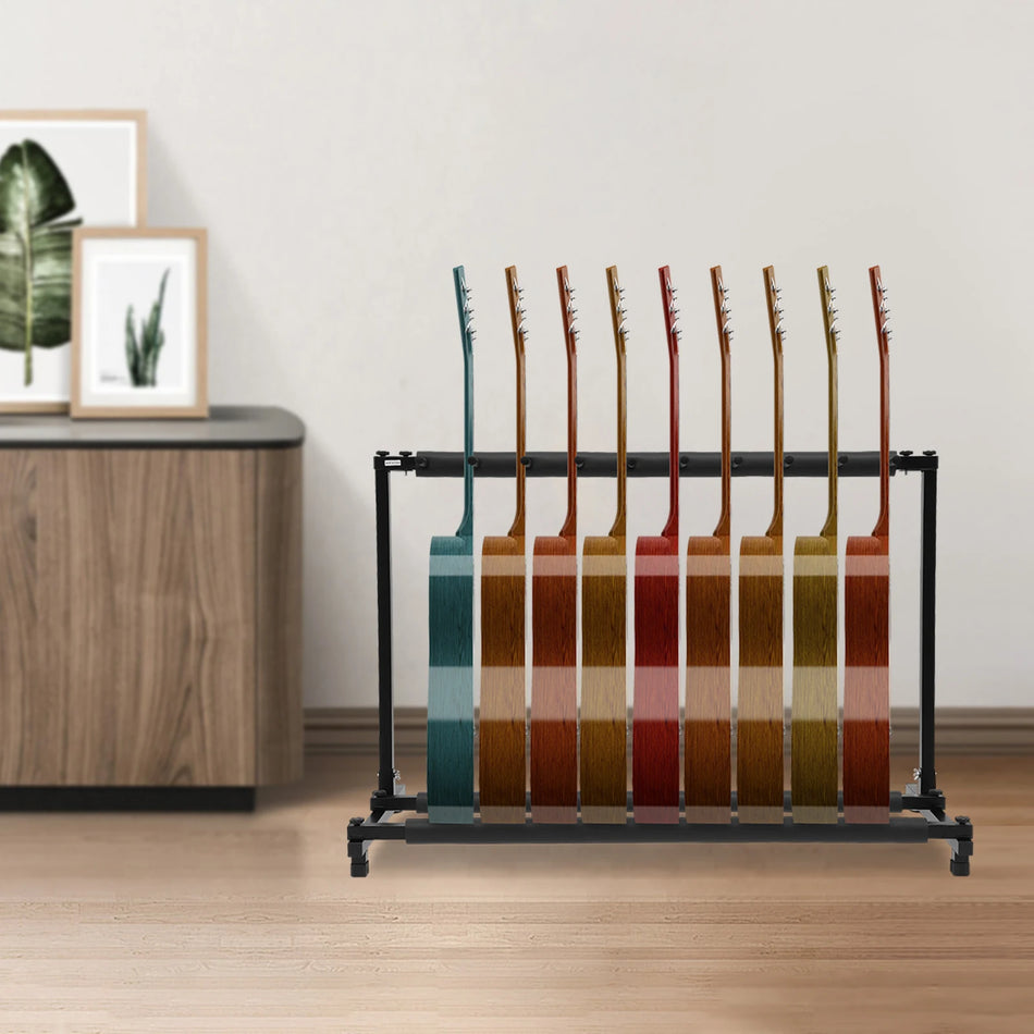 9 Foldable Portable Guitar Stands Sæt Sort Jern Finish