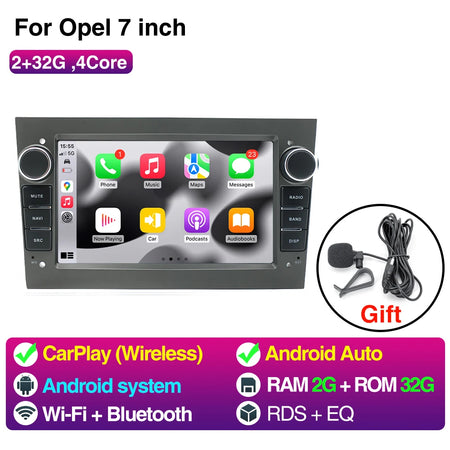 2Din Car Radio For Opel Astra Zafira &ndash; Wireless CarPlay 2 32 Grey
