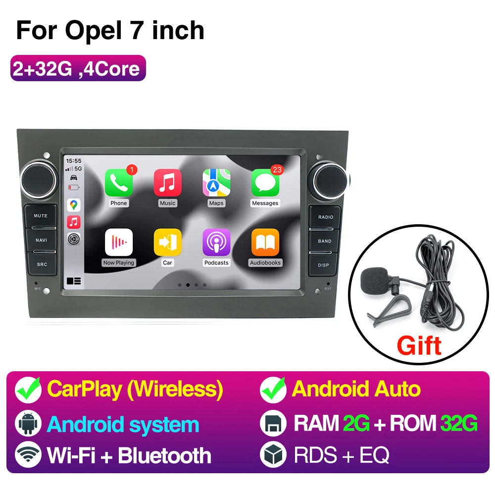 7Inch Wireless CarPlay Opel Astra Vectra - Android Auto 2 32 Grey