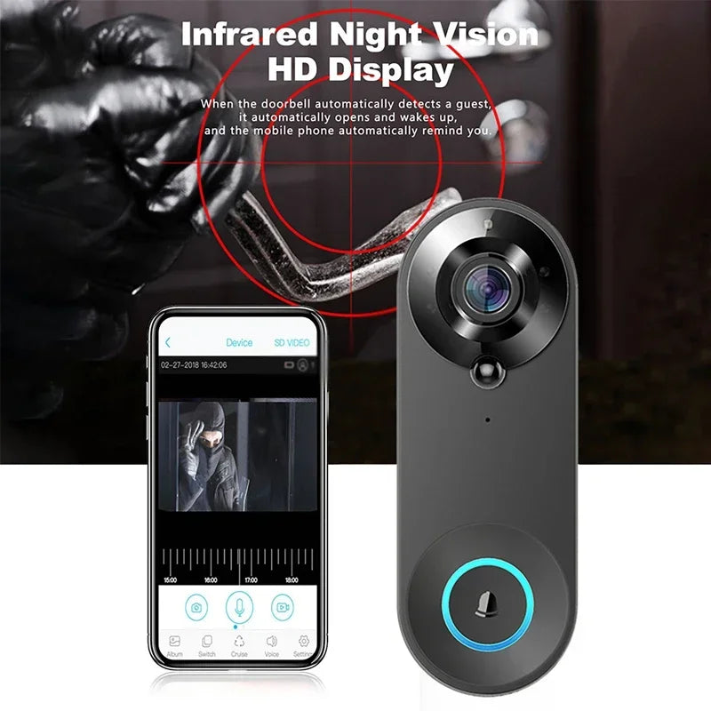 1080P WiFi Video Doorbell - Motion Alerts Night Vision