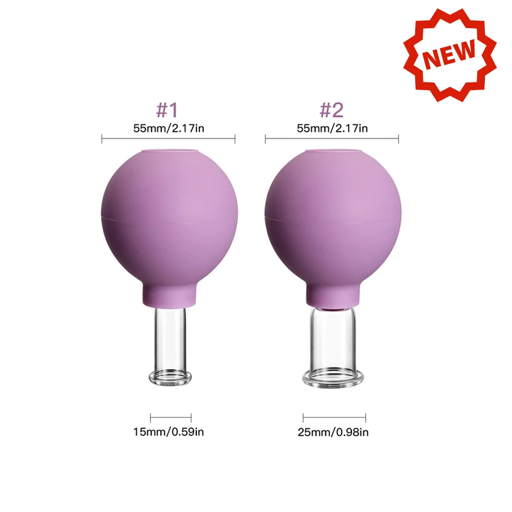 Glass Vacuum Cupping &ndash; Anti Cellulite Skin Tightening 2pc Purple