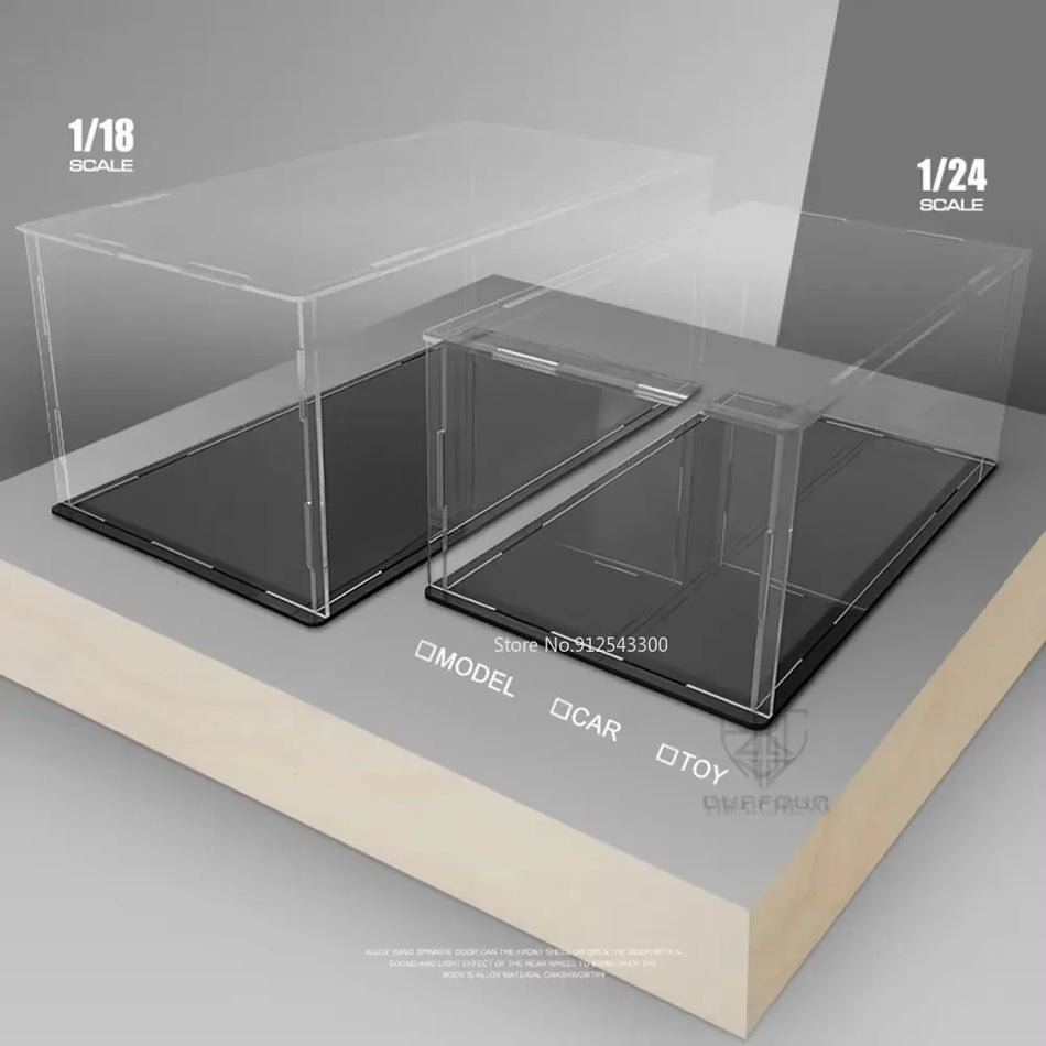 Cutie de expunere pentru modele de mașini din acril transparent, rezistentă la praf, pentru stocarea diecast-urilor de 1/18, 1/24, 1/32.