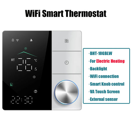 Smart Knob Thermostat BHT-18 &ndash; WiFi Connected Touch Screen Electric heating / 220V