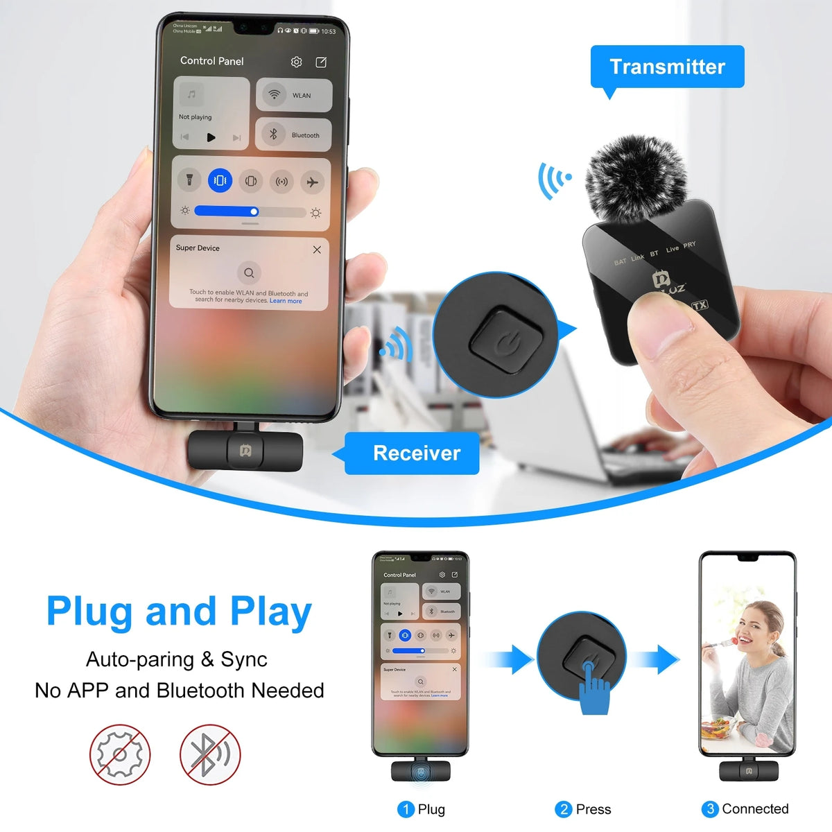 PULUZ 2.4G Wireless Lavalier Microphone for High-Fidelity Recording