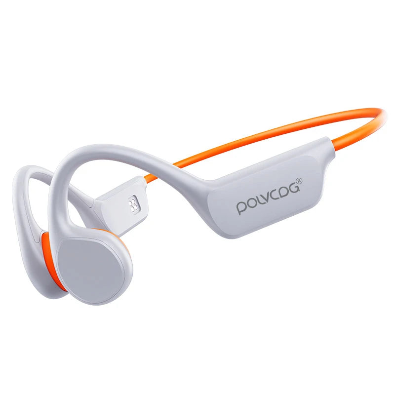 POLVCDG Bone Conduction Headset - IPX8 Waterproof Bluetooth 5.3 X7-White