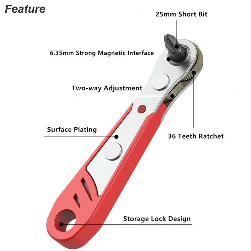 Mini Ratchet Wrench Screwdriver 1/4 Hex - Quick Release Socket Handle for Car Repair