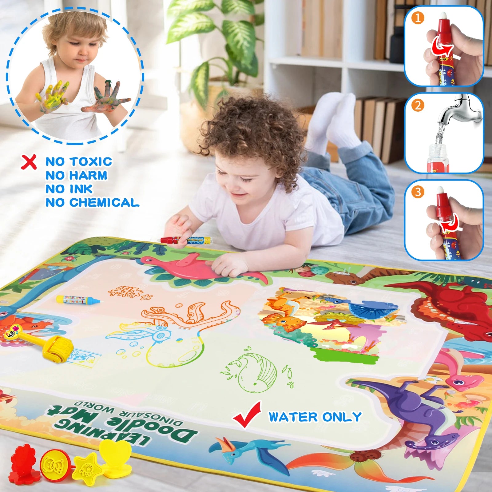 Coolplay Magic Water Drawing Mat &ndash; Reusable Educational Painting Board