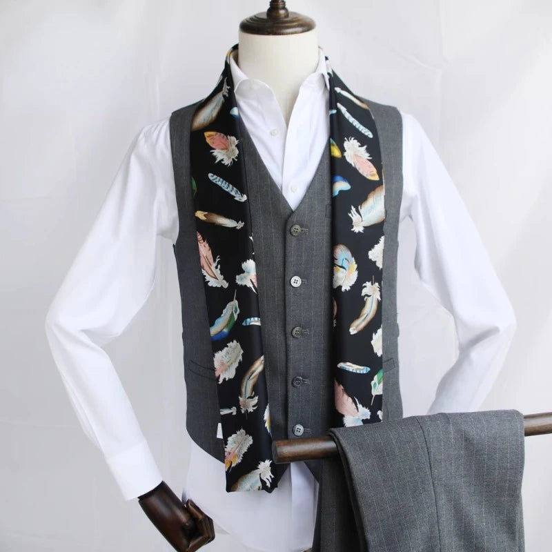 SIERSIYU Men's Silk Scarf &ndash; Versatile British Stripe Print