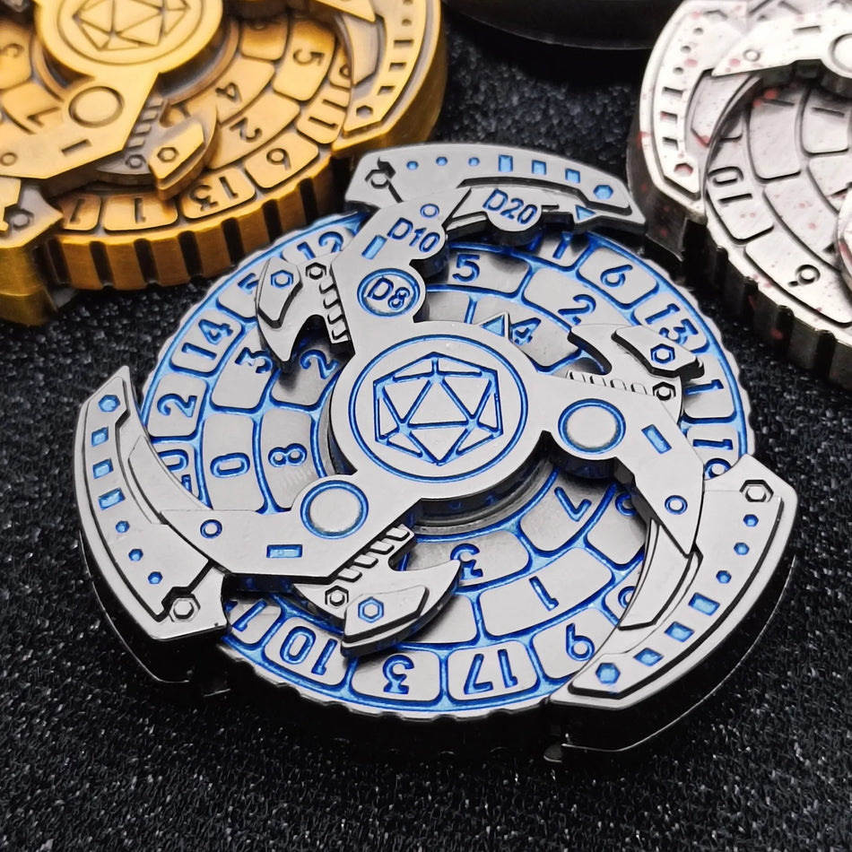 7in1 Fingertip Gyro Roulette DND Dice Metal Set Gift Box