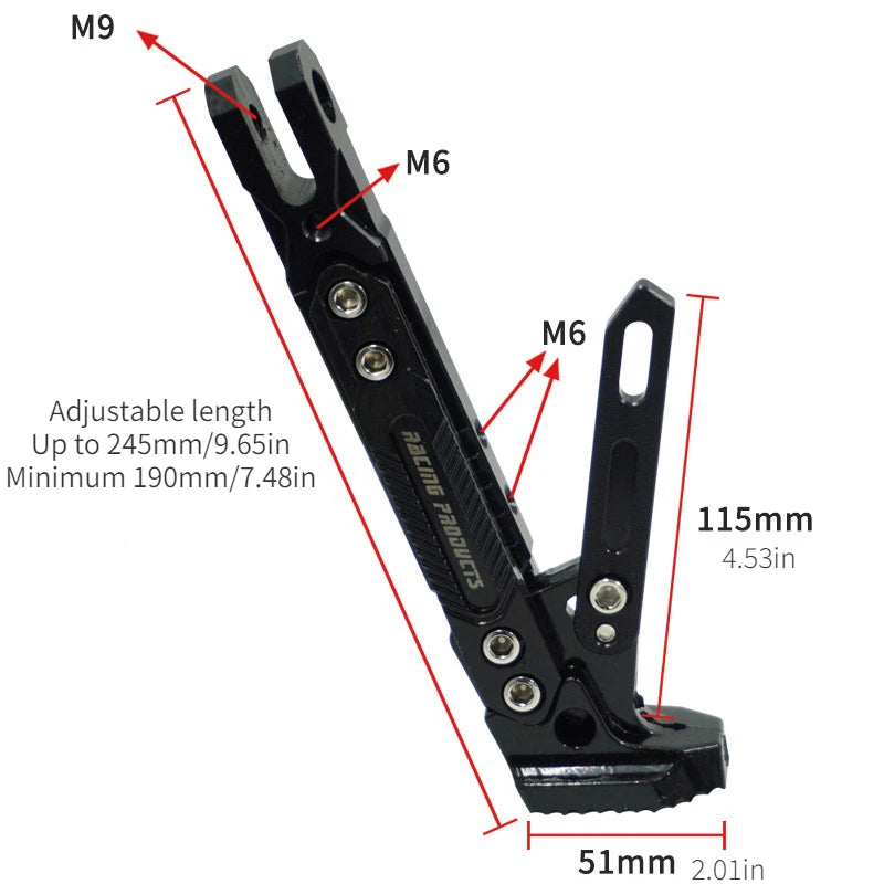 Motorcycle CNC Adjustable Kick Stand With Aluminum Alloy Side Frame