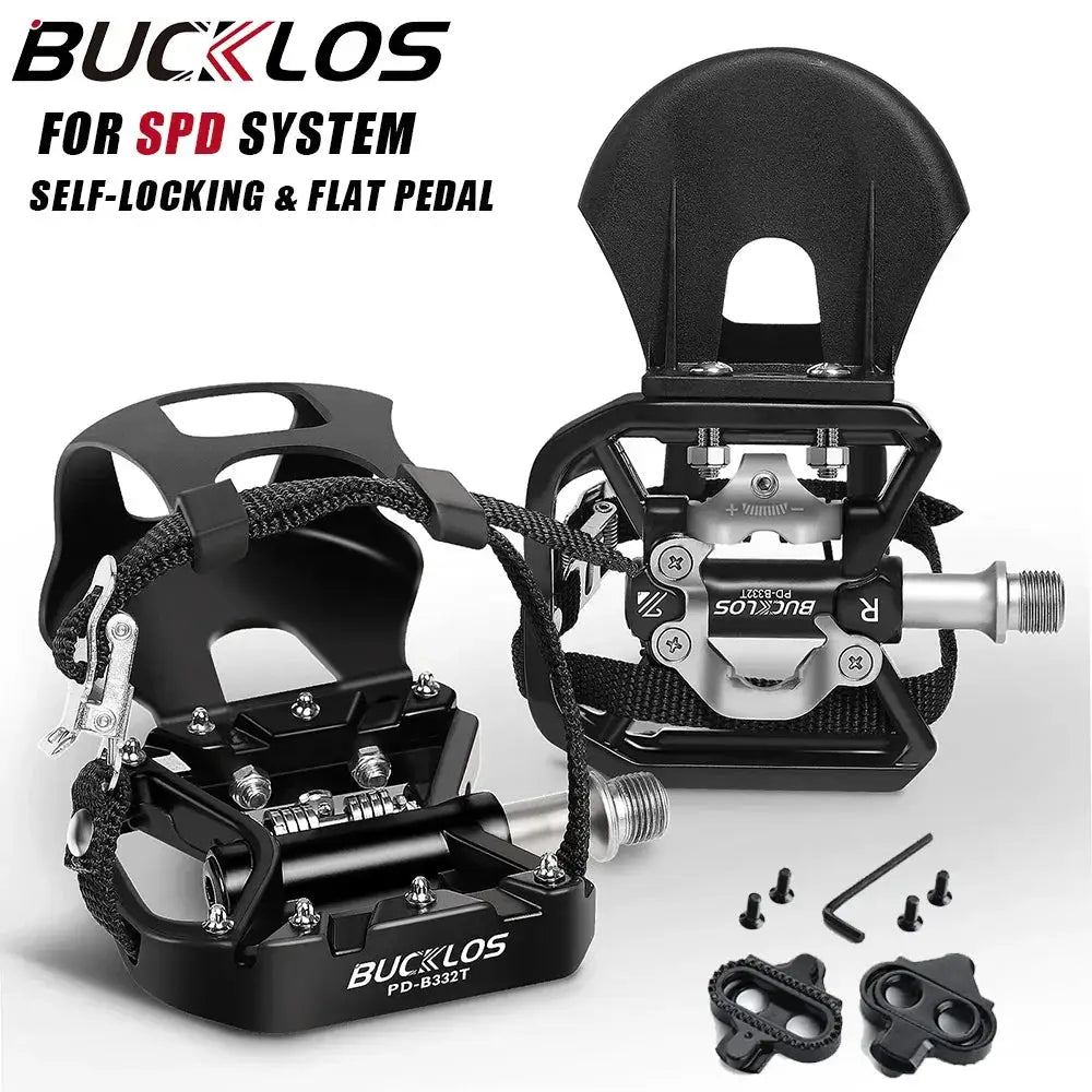 BUCKLOS MTB Pedal Fit SPD System Dual Function Bicycle Self-locking Platform Pedal Dynamic Bike Top Clip Pedals Spin Pedals by InterCyprus Trading Ltd