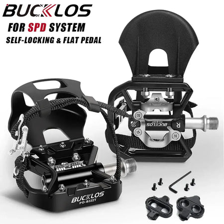 BUCKLOS MTB Pedal Fit SPD System Dual Function Bicycle Self-locking Platform Pedal Dynamic Bike Top Clip Pedals Spin Pedals by InterCyprus Trading Ltd