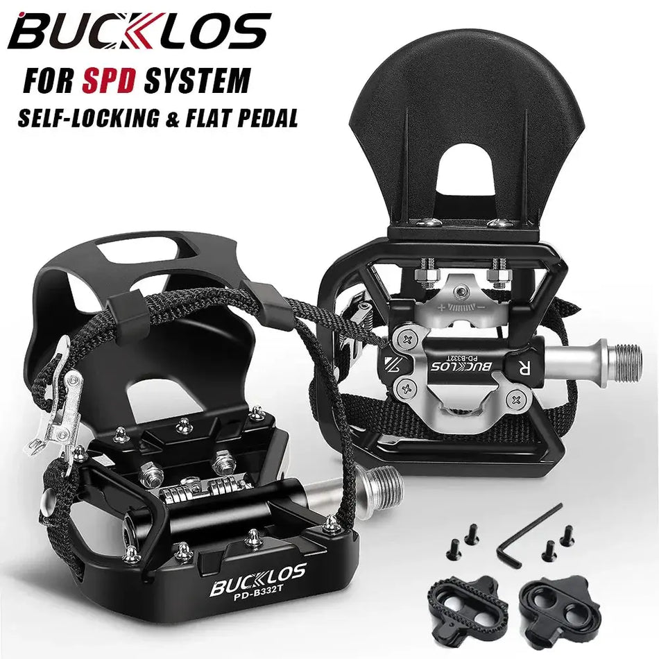 BUCKLOS MTB Pedal Fit SPD System Dual Function Bicycle Self-locking Platform Pedal Dynamic Bike Top Clip Pedals Spin Pedals by InterCyprus Trading Ltd