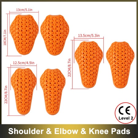 WOSAWE CE Back Protector &ndash; Universal Anti Shock Spine Pad 6Pcs Set / One Size