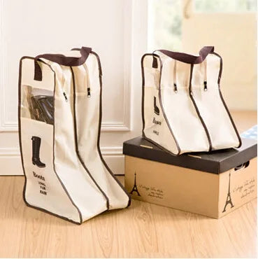 Boot Storage Bags Nonwoven Fabric with Handles for Long and Short Boots, Dust Free, Reusable, Space Saving Organization