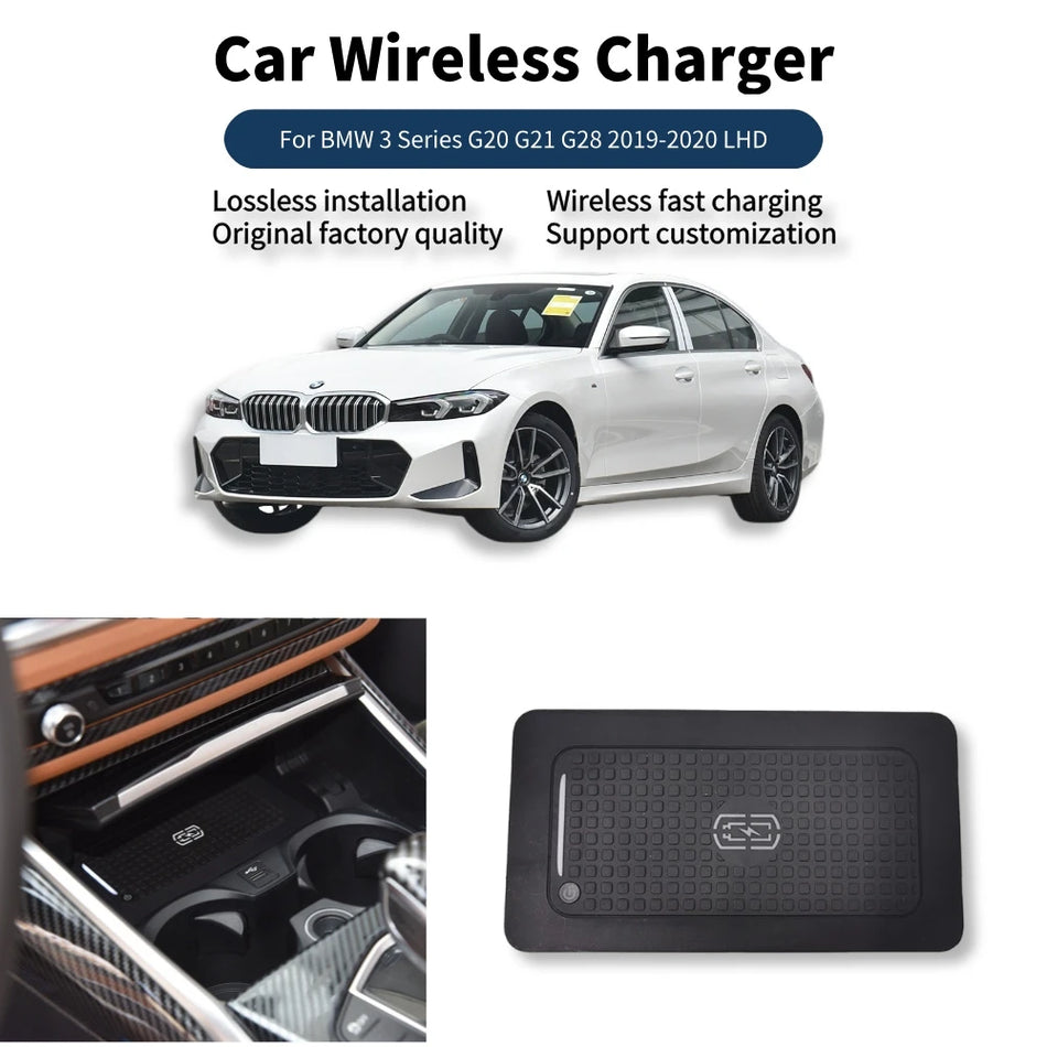 Plaque de Charge Sans Fil Rapide 15W pour BMW Série 3 G20 G21 G28 2019-2020