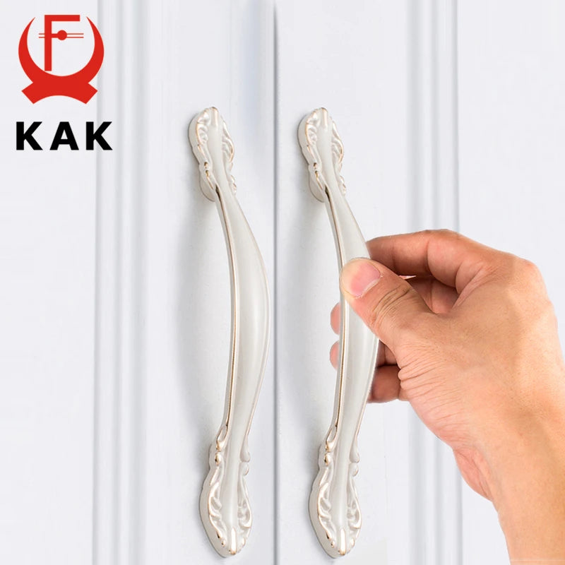 KAK Zinc Alloy Ivory White Cupboard Handles 64mm 96mm 128mm