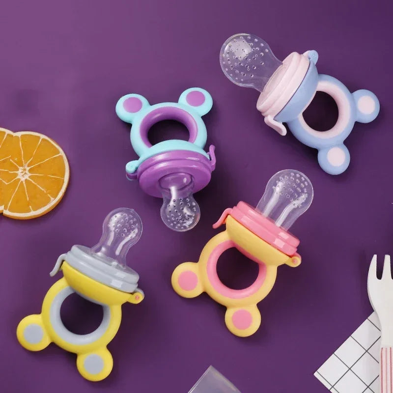 Cute Silicone Fresh Food Nibbler with Bear Ears for Infants
