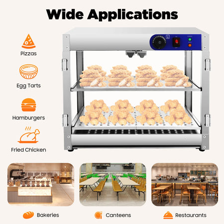 800W Food Warmer Display Cabinet 201 Stainless &ndash; Two Tiers GERMANY