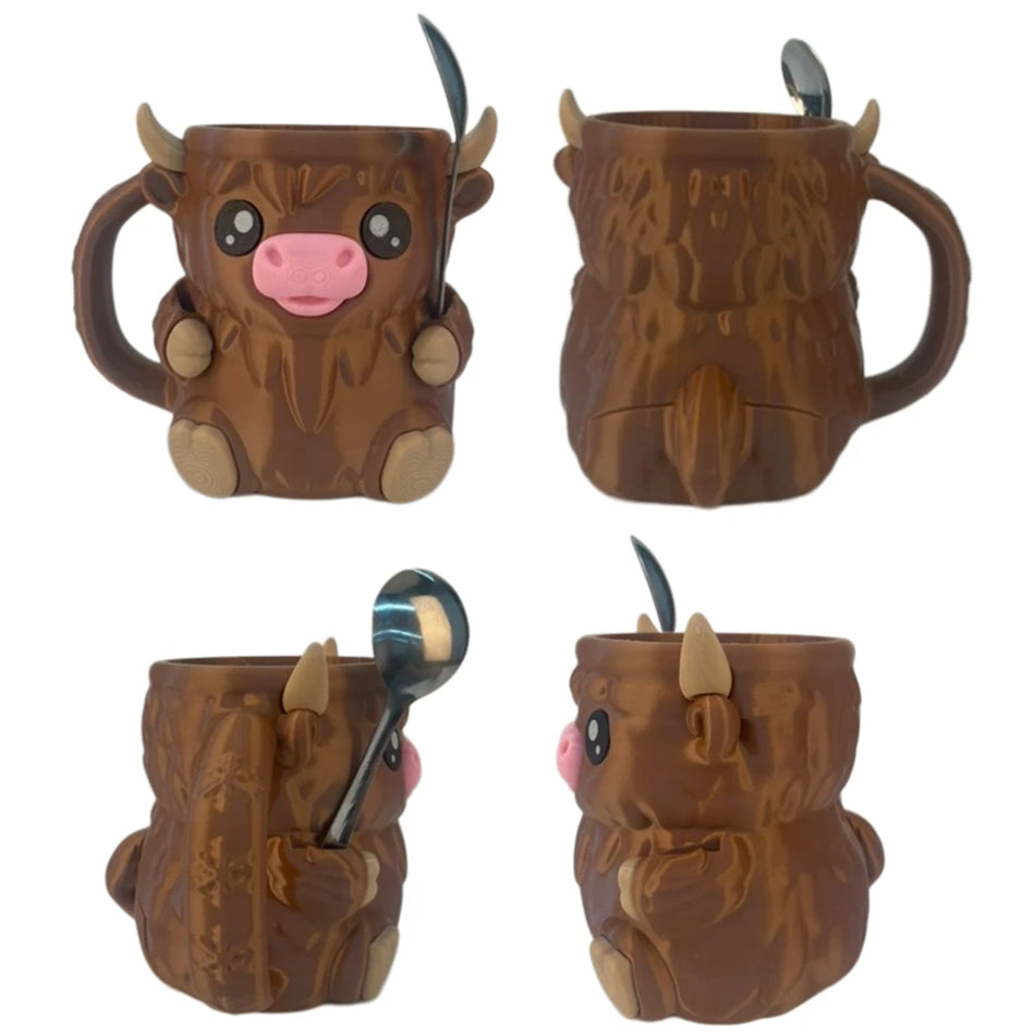 Soporte de Pint de Hielo Reutilizable de Vaca de las Tierras Altas con Mango Aislado