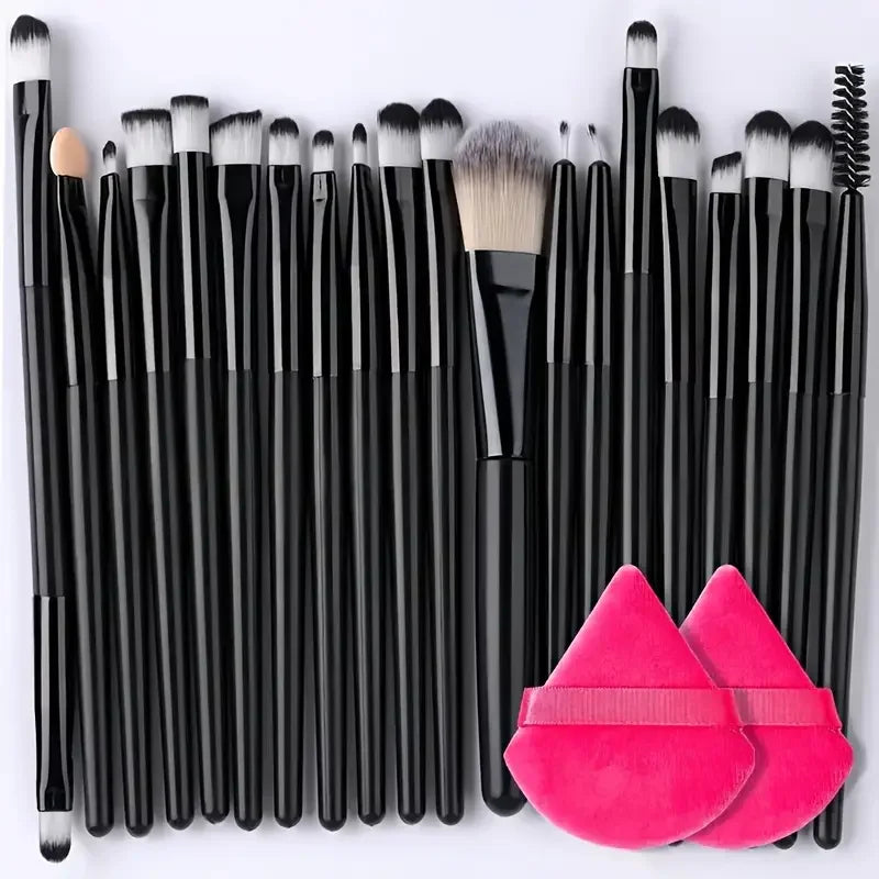 Portable 8/22/34Pcs Makeup Brush Set - Soft, Versatile Beauty Tool Kit Black-22